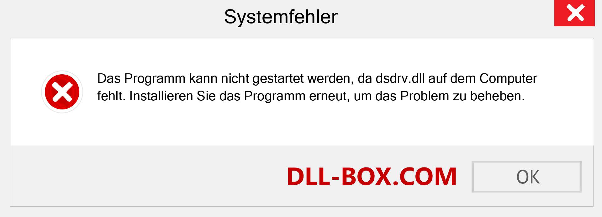 dsdrv.dll-Datei fehlt?. Download für Windows 7, 8, 10 - Fix dsdrv dll Missing Error unter Windows, Fotos, Bildern