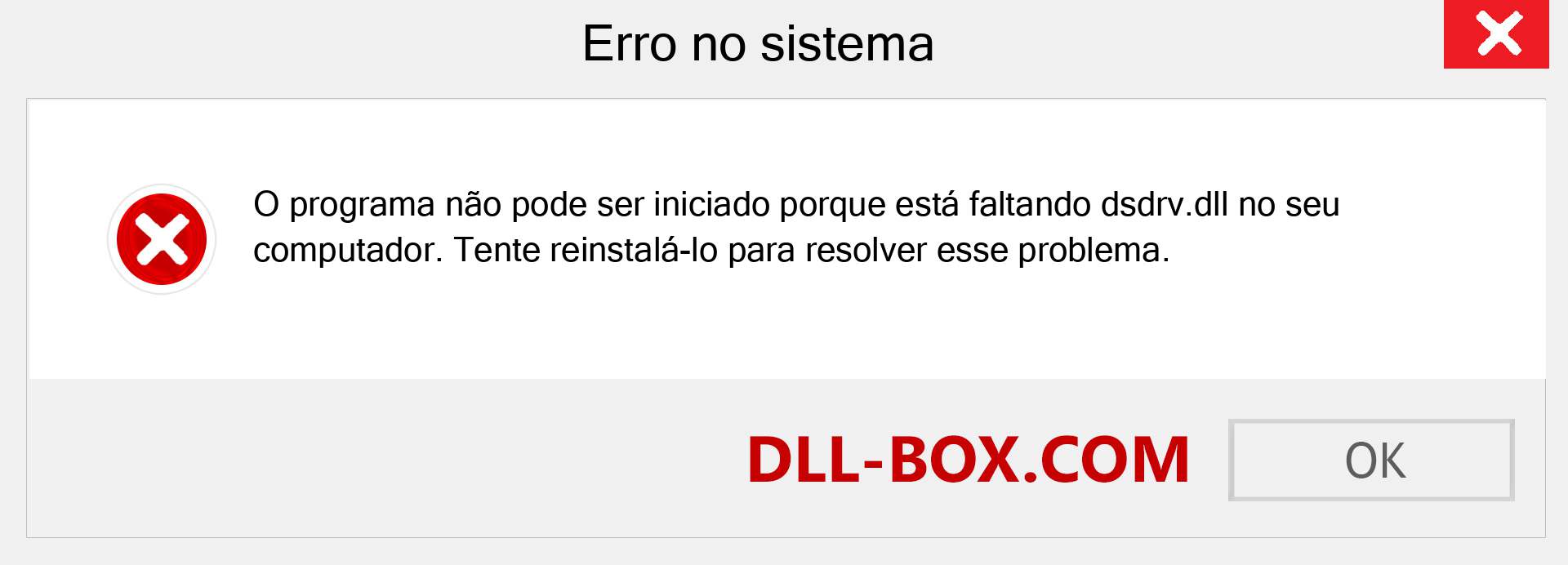 Arquivo dsdrv.dll ausente ?. Download para Windows 7, 8, 10 - Correção de erro ausente dsdrv dll no Windows, fotos, imagens